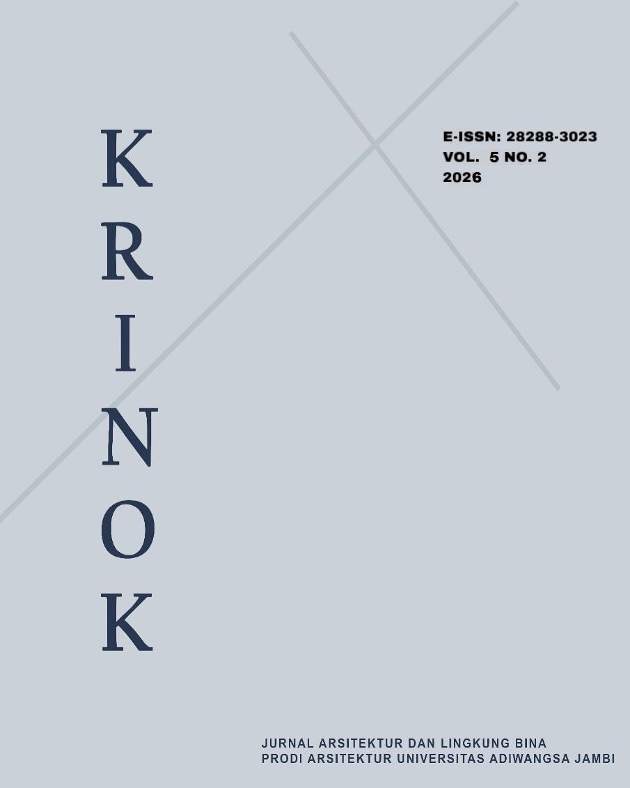 					View Vol. 5 No. 2 (2026): KRINOK: JURNAL ARSITEKTUR DAN LINGKUNG BINA
				